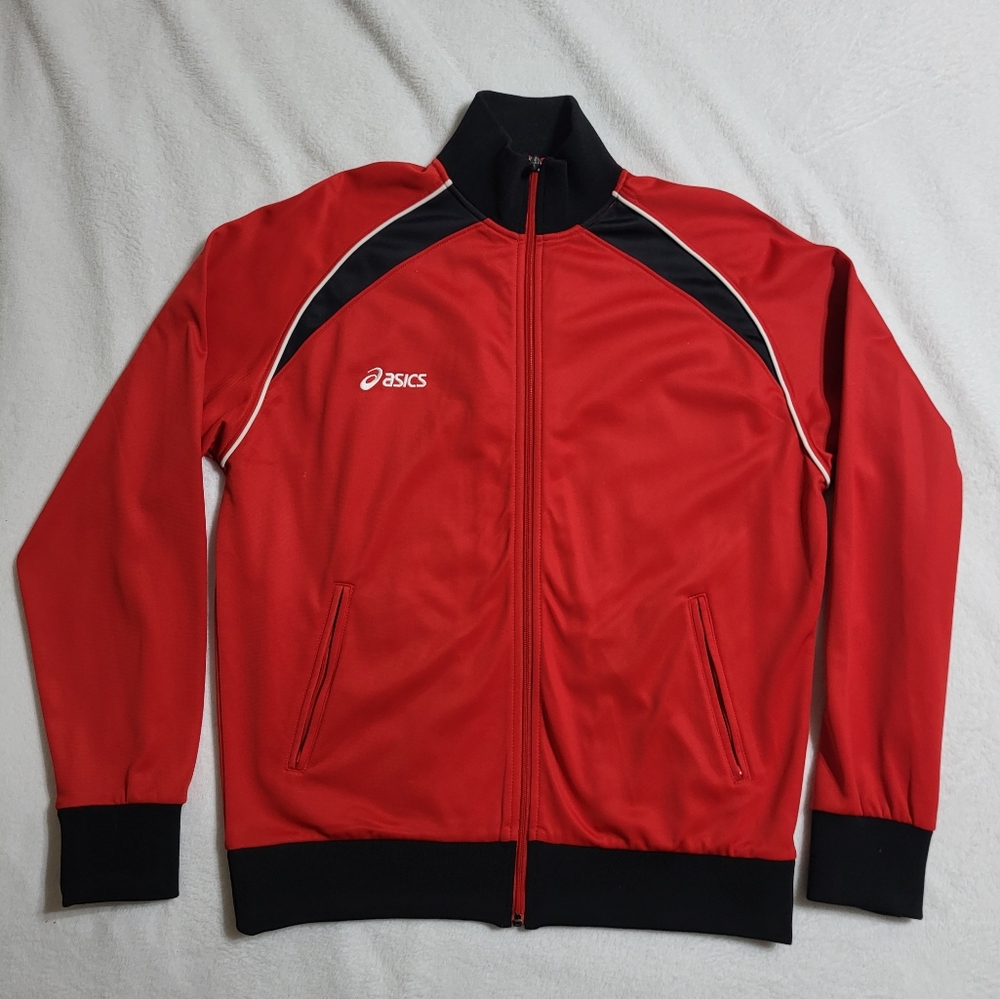 ASICS Men's Red Track Jacket L Red & Black NWOT
